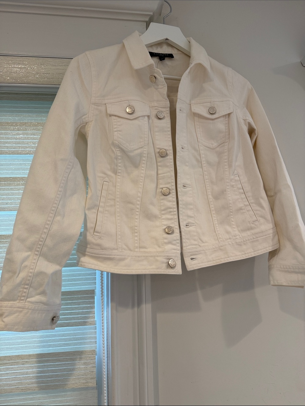 Talbots White Denim Jacket with Button Front